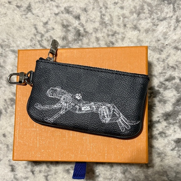 Louis Vuitton Key Pouch Monogram Black Animal Print Zipper Coin Card Holder - Picture 6 of 13